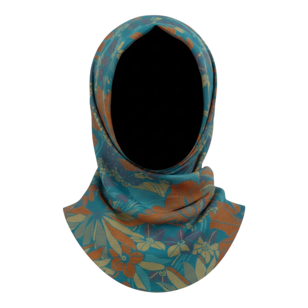 Sea Blue Floral Scarf